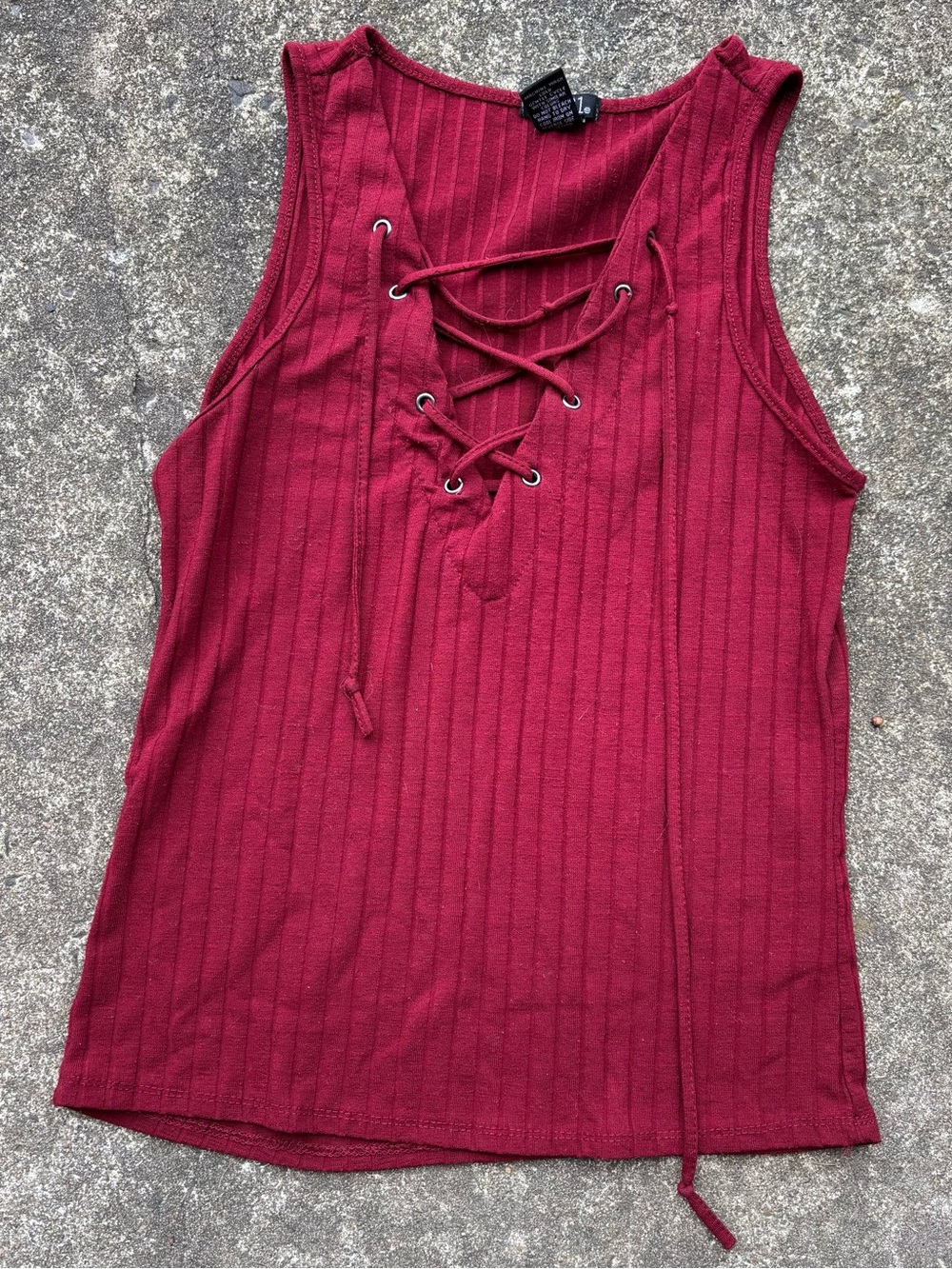 Rue21 Ribbed Lace-Up Tank Top - Burgundy